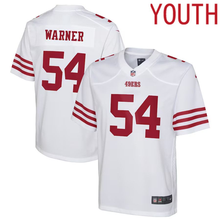 Youth San Francisco 49ers 54 Fred Warner Nike White Game NFL Jersey